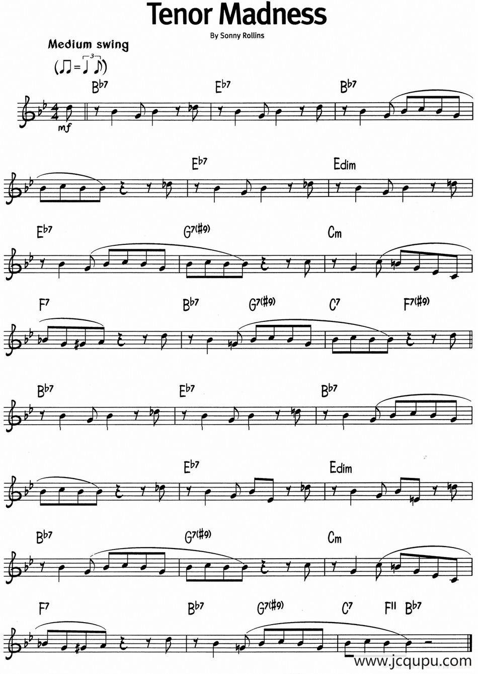 蓝调音乐：Tenor Madness简谱