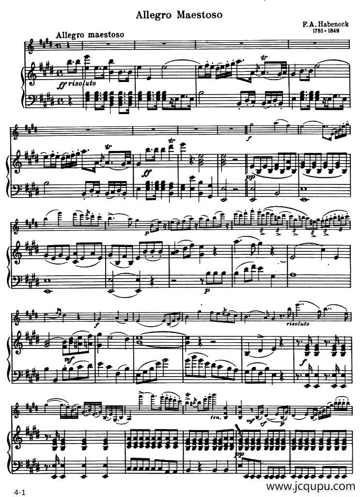 ALLEGRO MAESTOSO（庄严的快板）（小提琴+钢琴伴奏）简谱