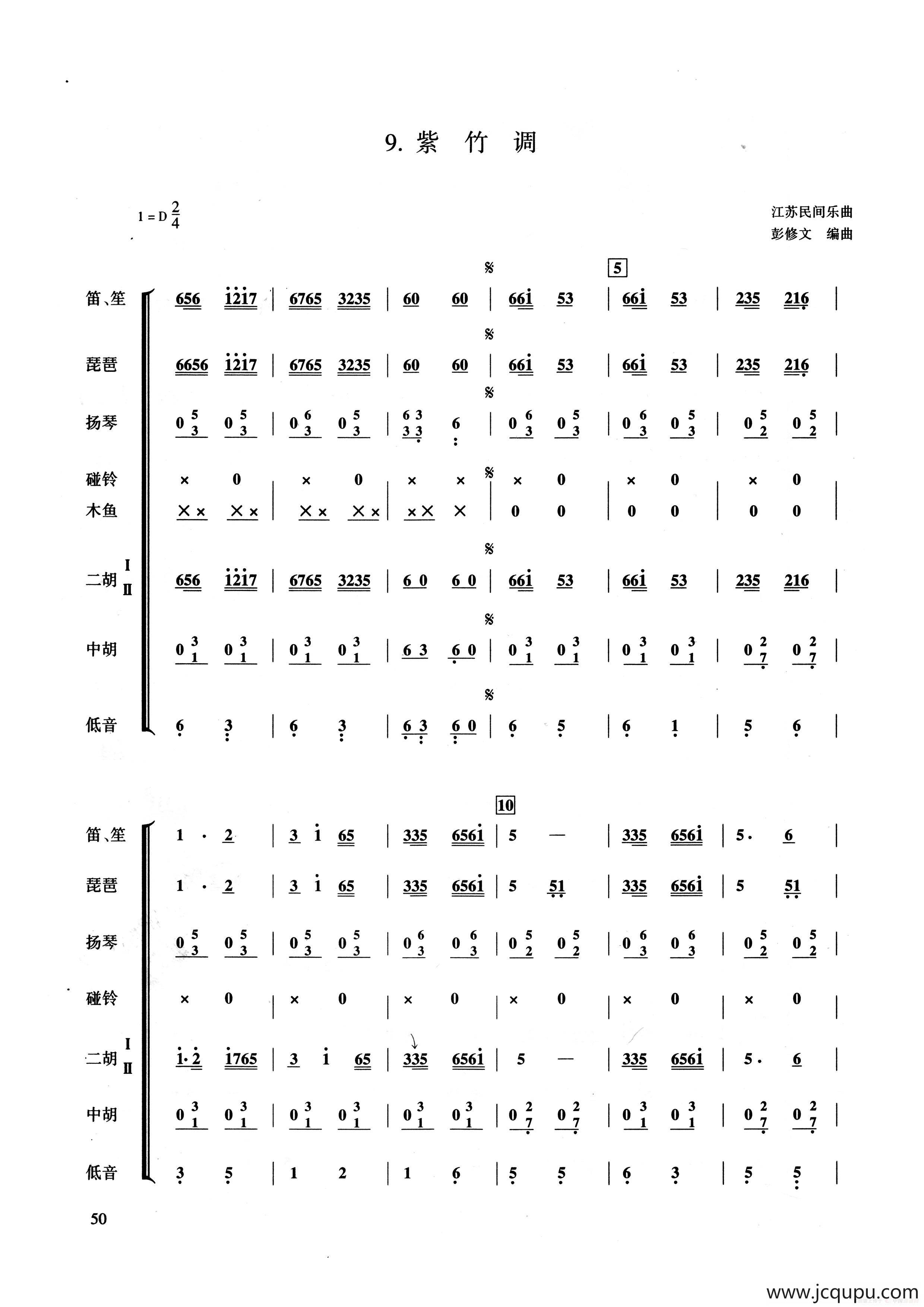 紫竹调（民乐合奏总谱、彭修文编曲版）简谱