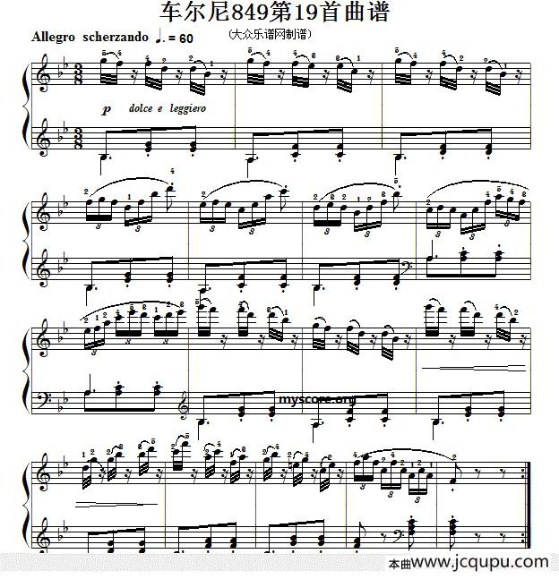 车尔尼（Czerny）849第19首曲谱及练习指导简谱