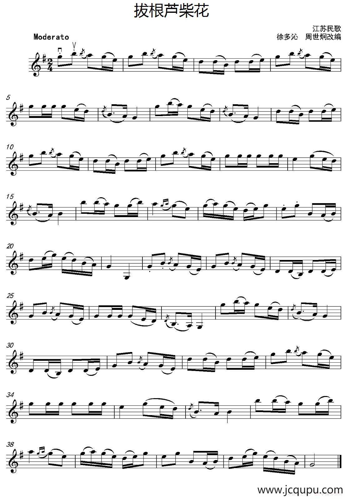 拔根芦柴花简谱