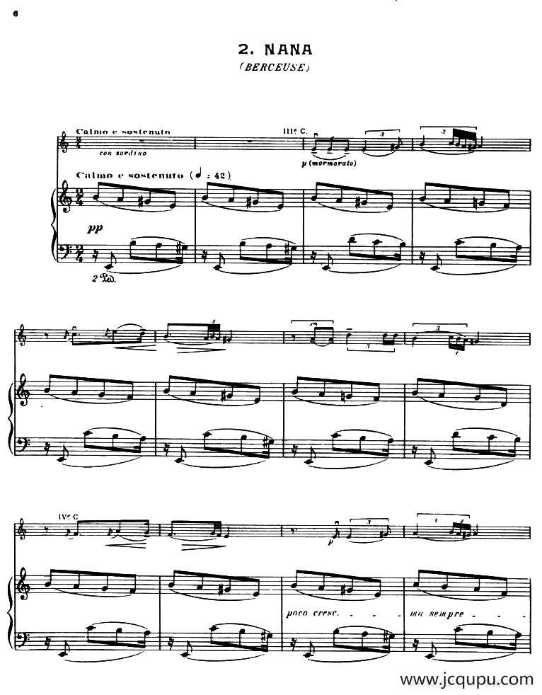 Suite of Spanish Folksongs:2、NANA（小提琴+钢琴伴奏）简谱