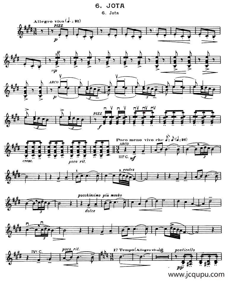 Suite of Spanish Folksongs: 6、JOTA简谱