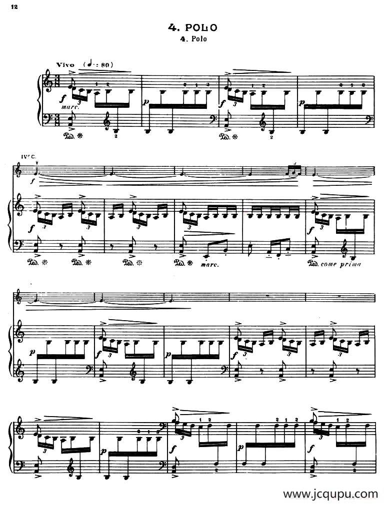 Suite of Spanish Folksongs:4、POLO（小提琴+钢琴伴奏）简谱