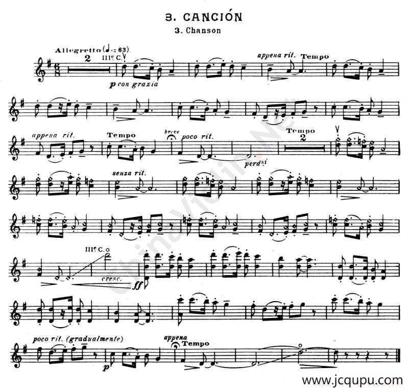 Suite of Spanish Folksongs:3、CANCION简谱