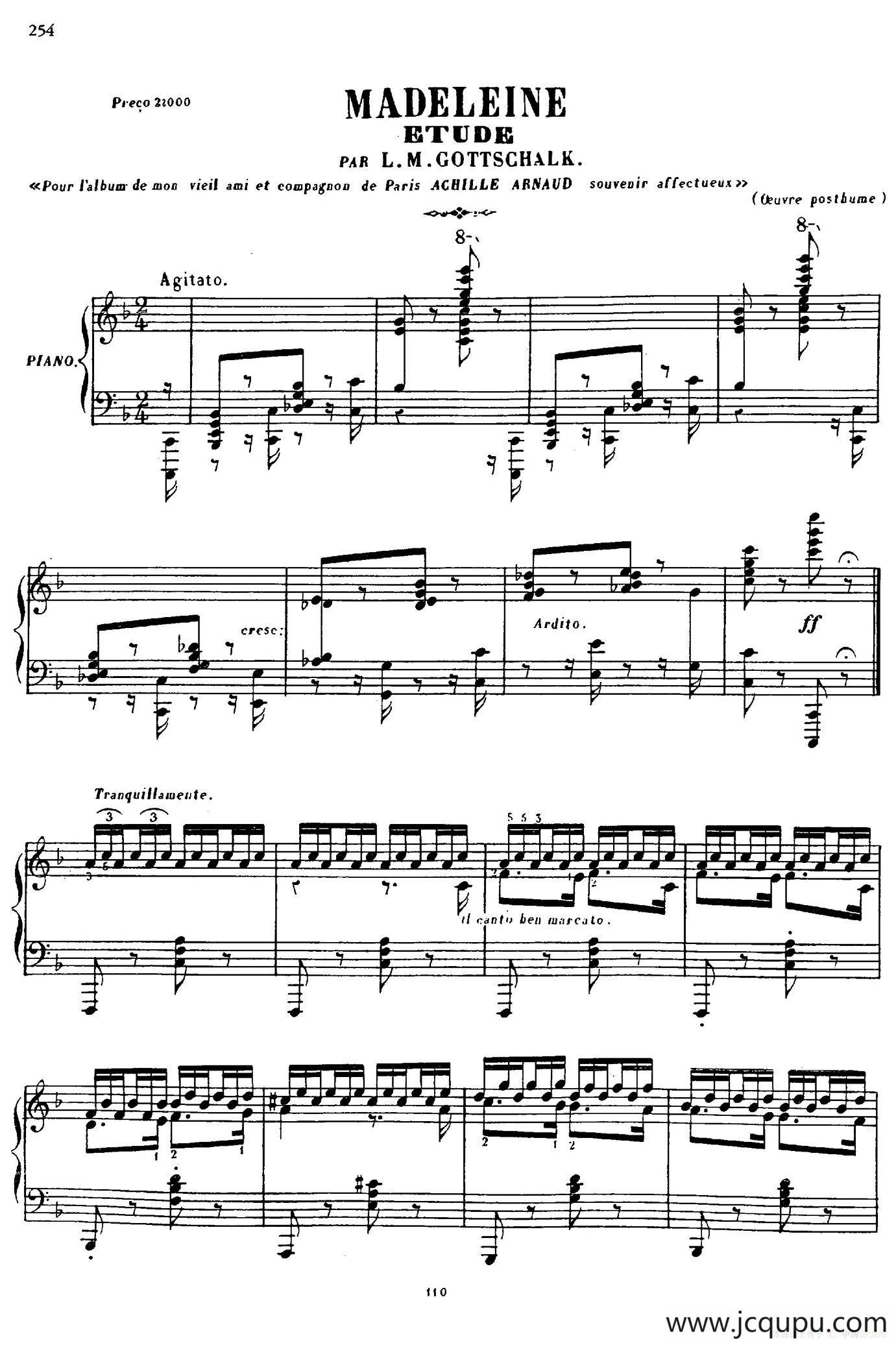 Etude in F Major Madeleine（F大调练习曲）简谱