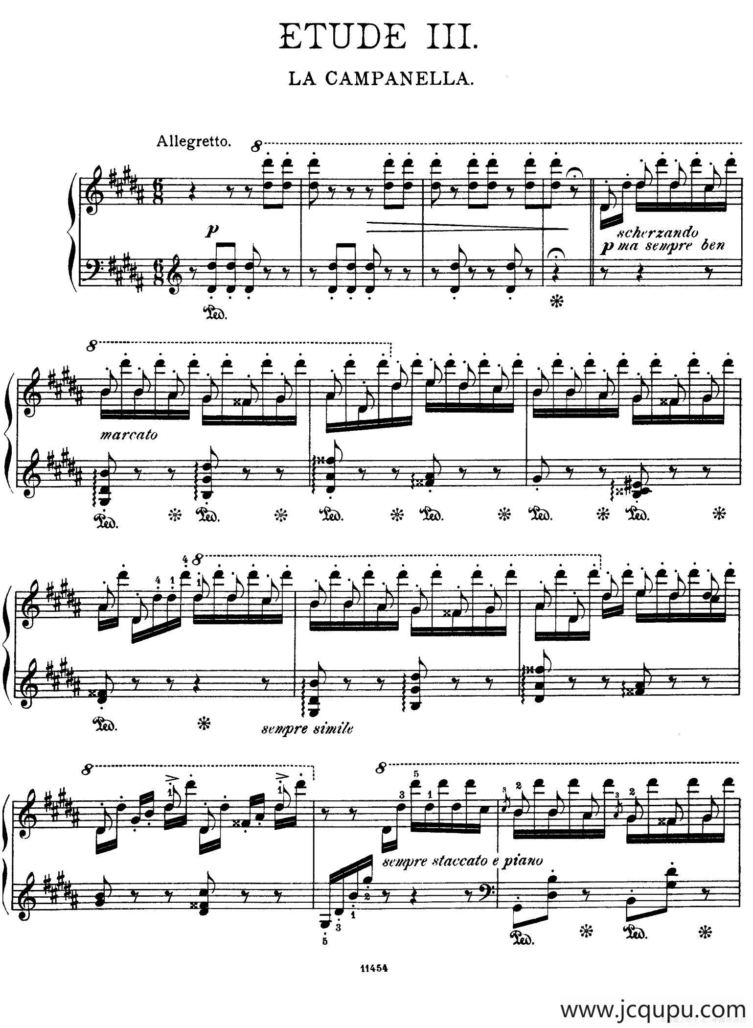 Paganini Etudes No.3 in G# （6首帕格尼尼大练习曲之Ⅲ）简谱