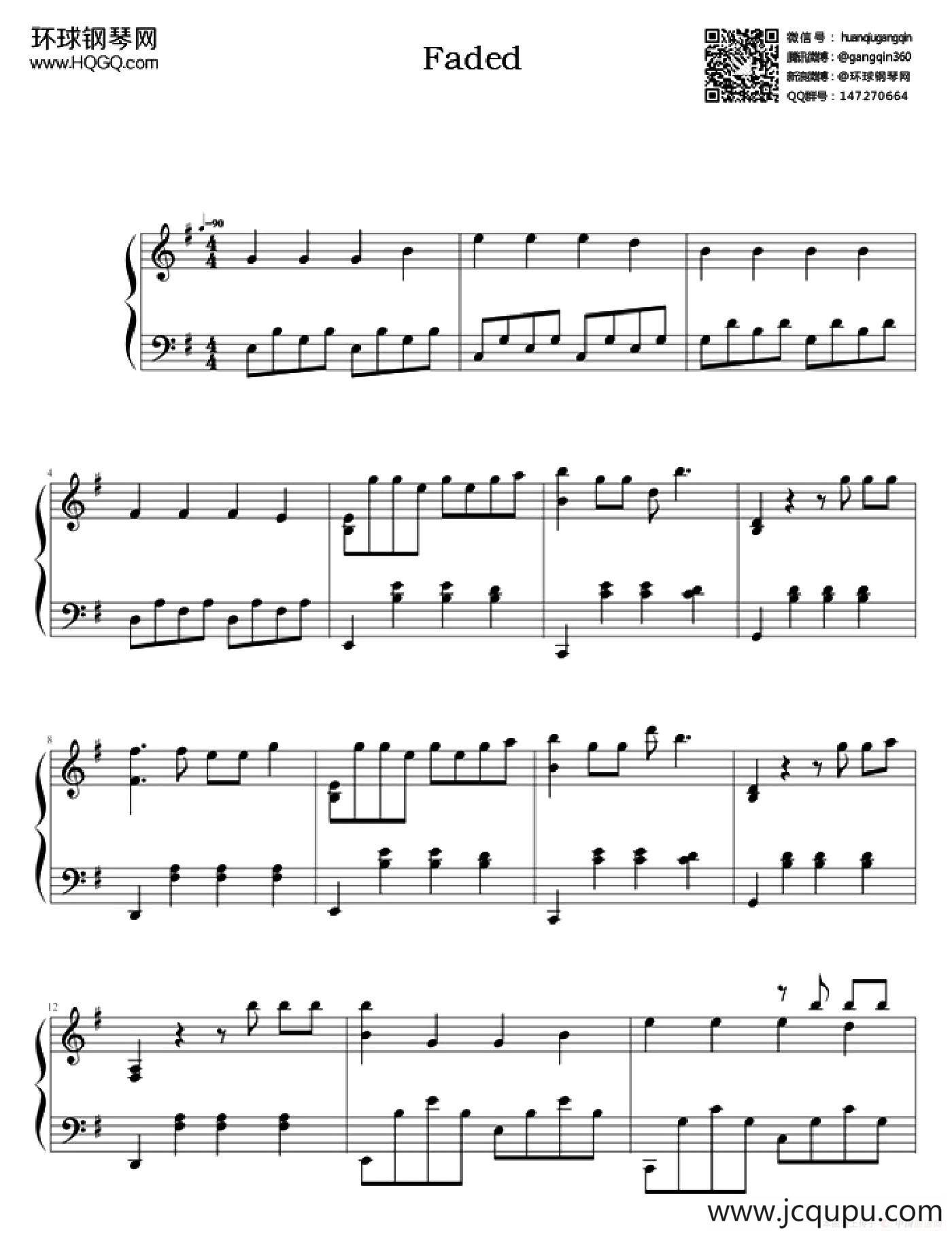 faded简谱