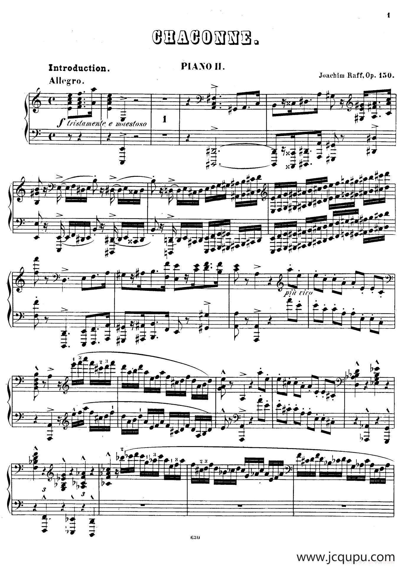 Chaconne for 2 Pianos Op.150（双钢琴第二钢琴）简谱