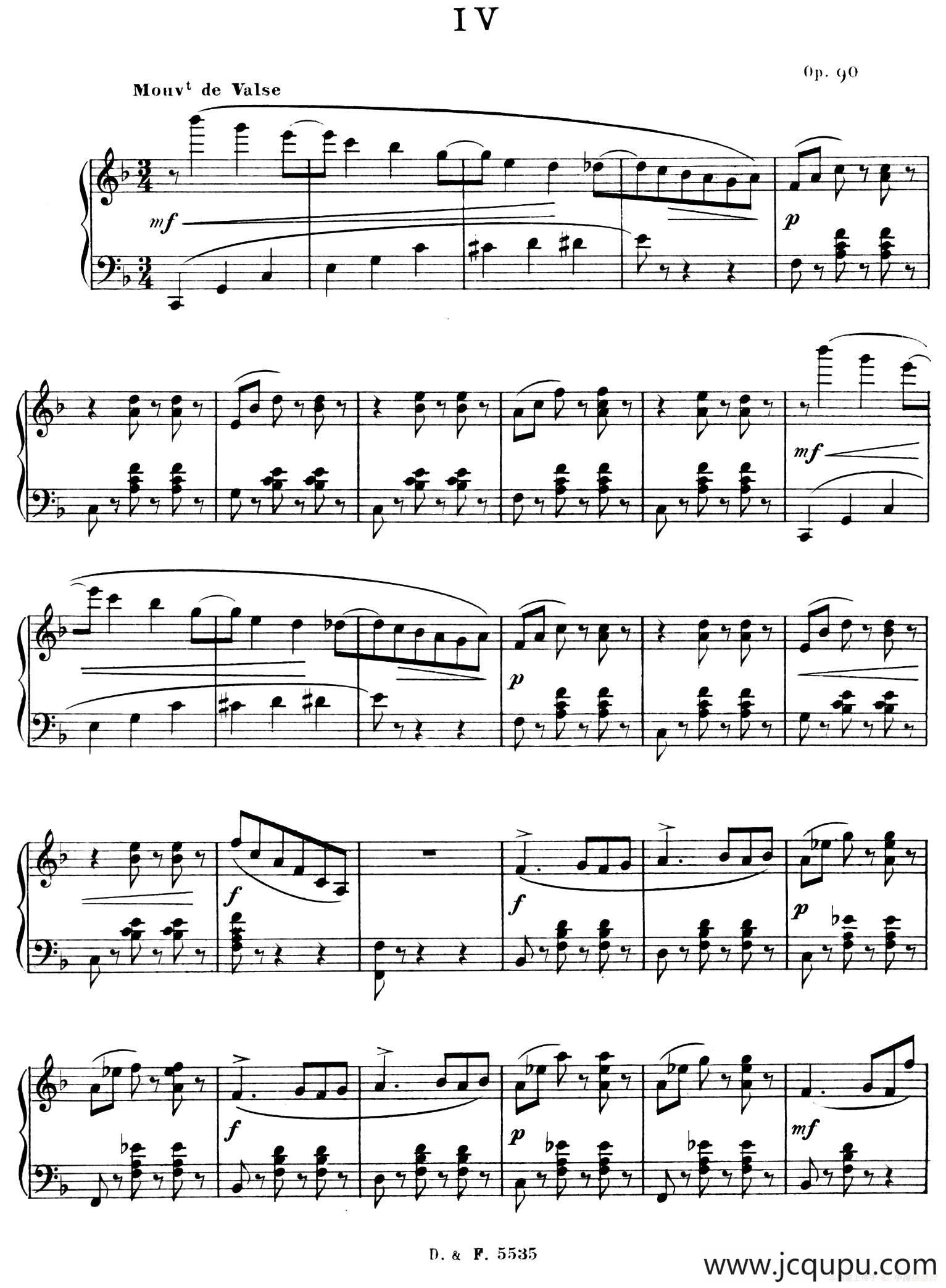 F大调第四圆舞曲 Valse No.4 （Op.90）简谱