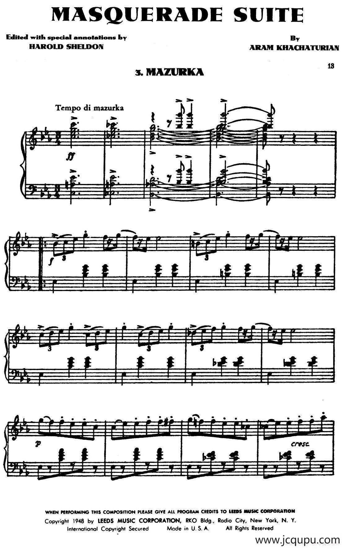 Masquerade Suite（Ⅲ）简谱