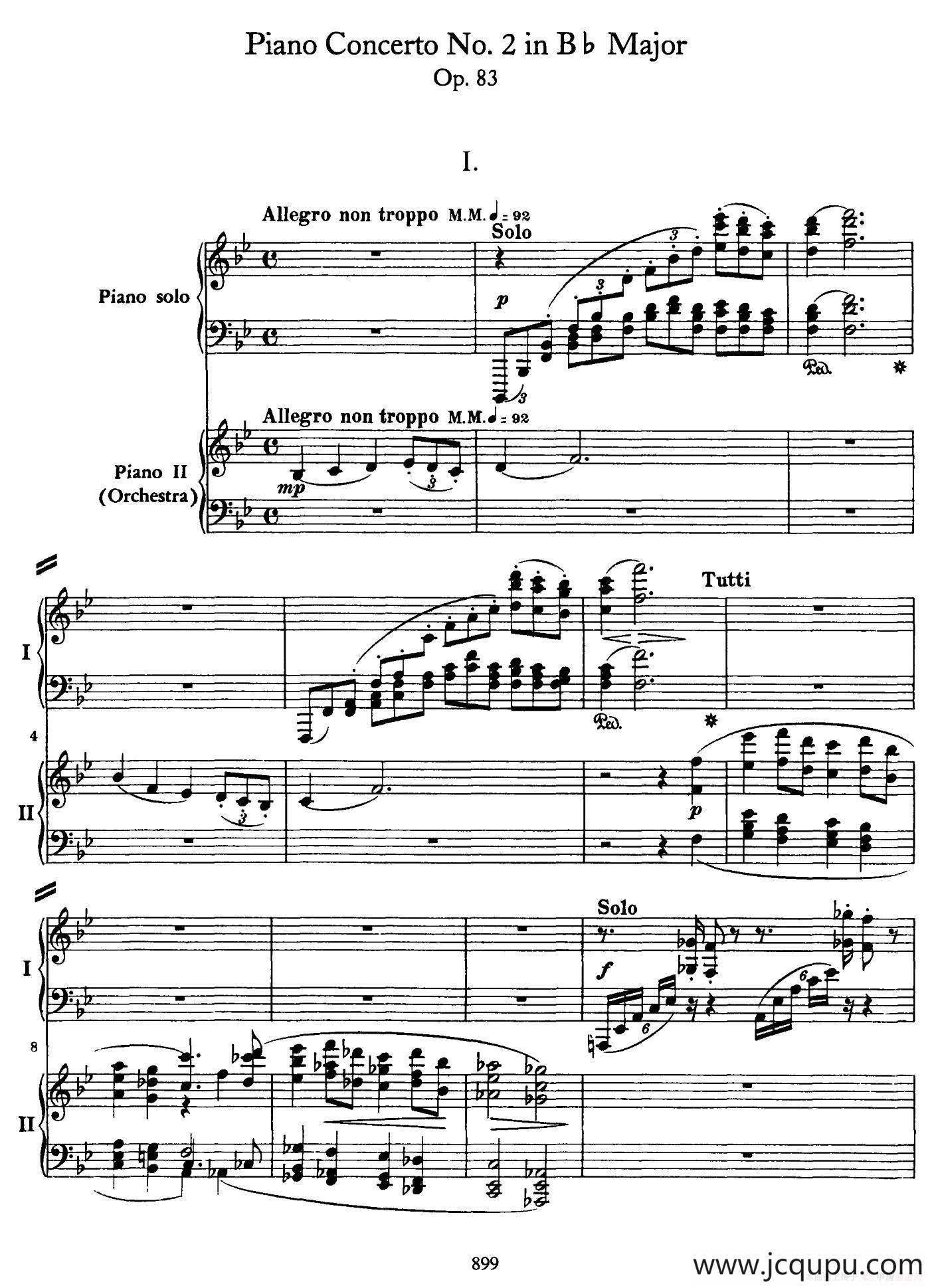 降B大调第二钢琴协奏曲 （P1——10）简谱