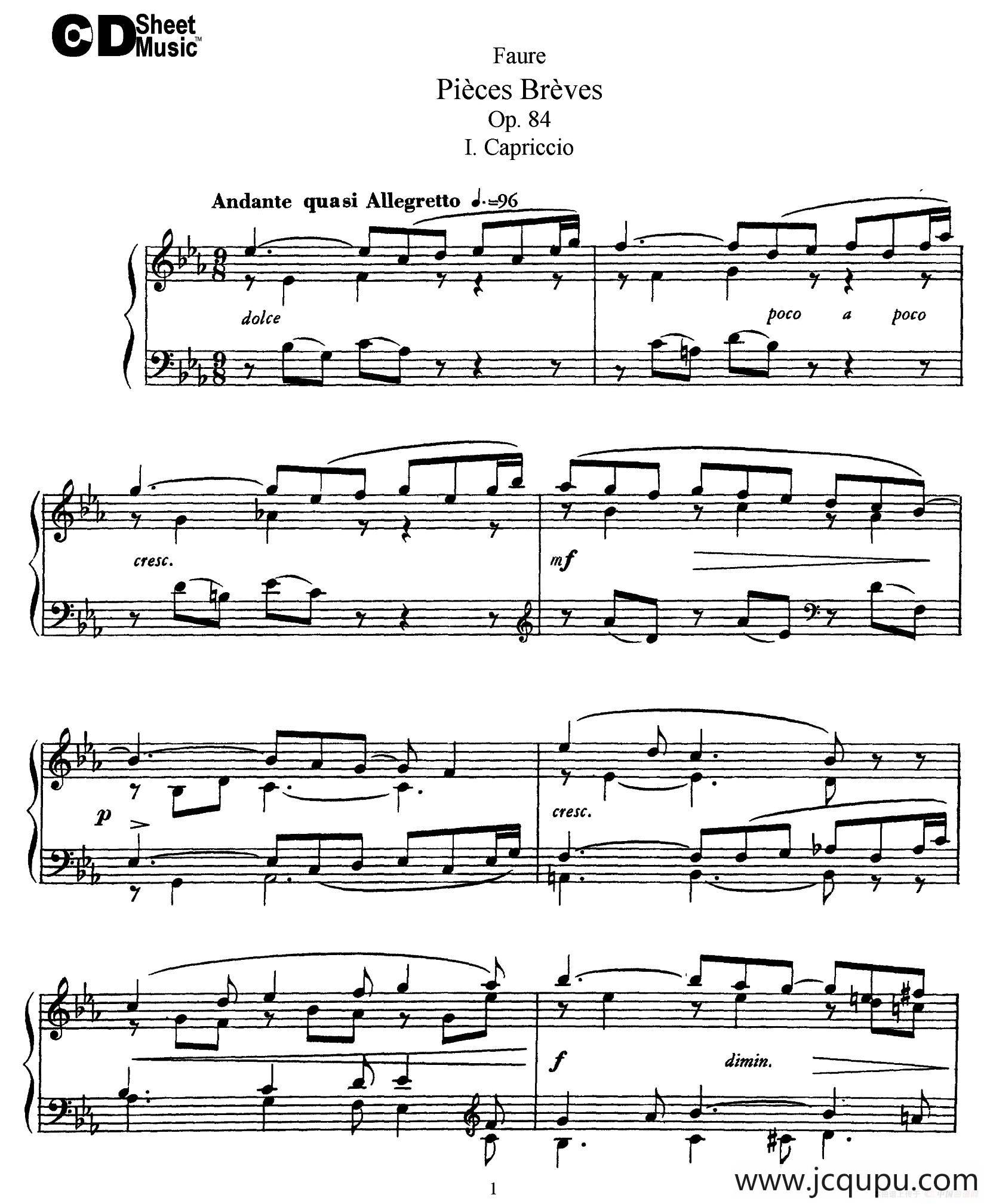 Pieces Breves Op.84（Ⅰ）简谱