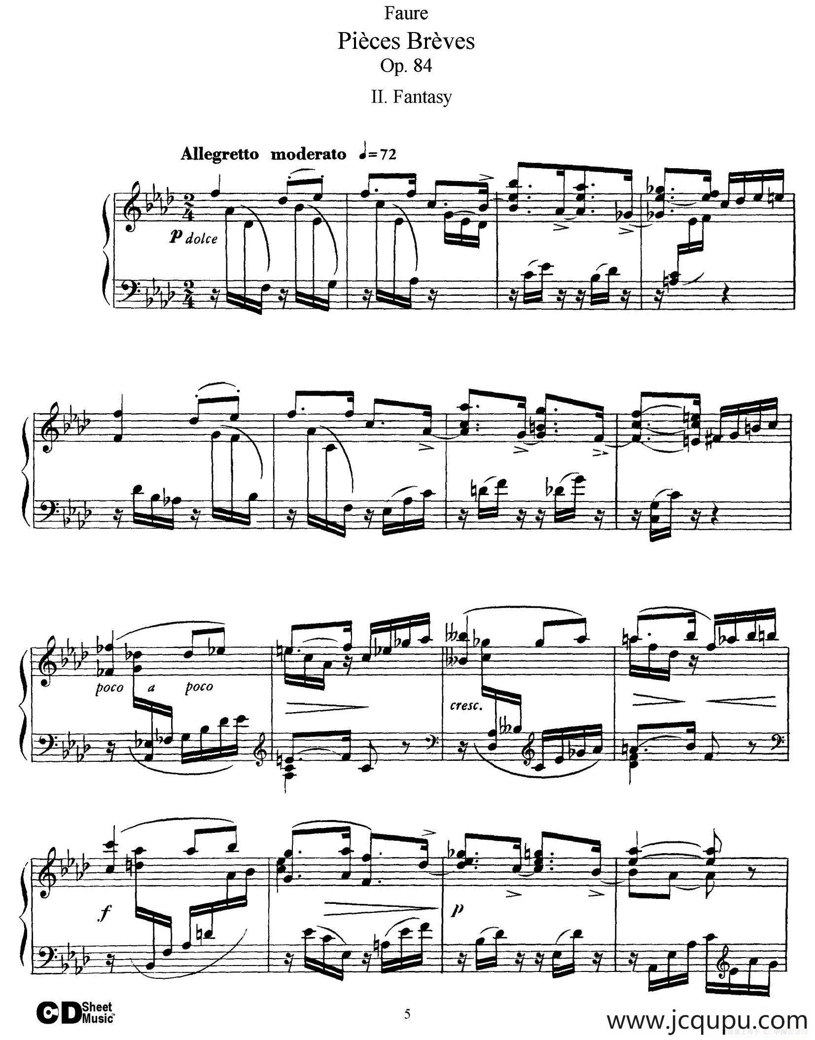 Pieces Breves Op.84（Ⅱ）简谱