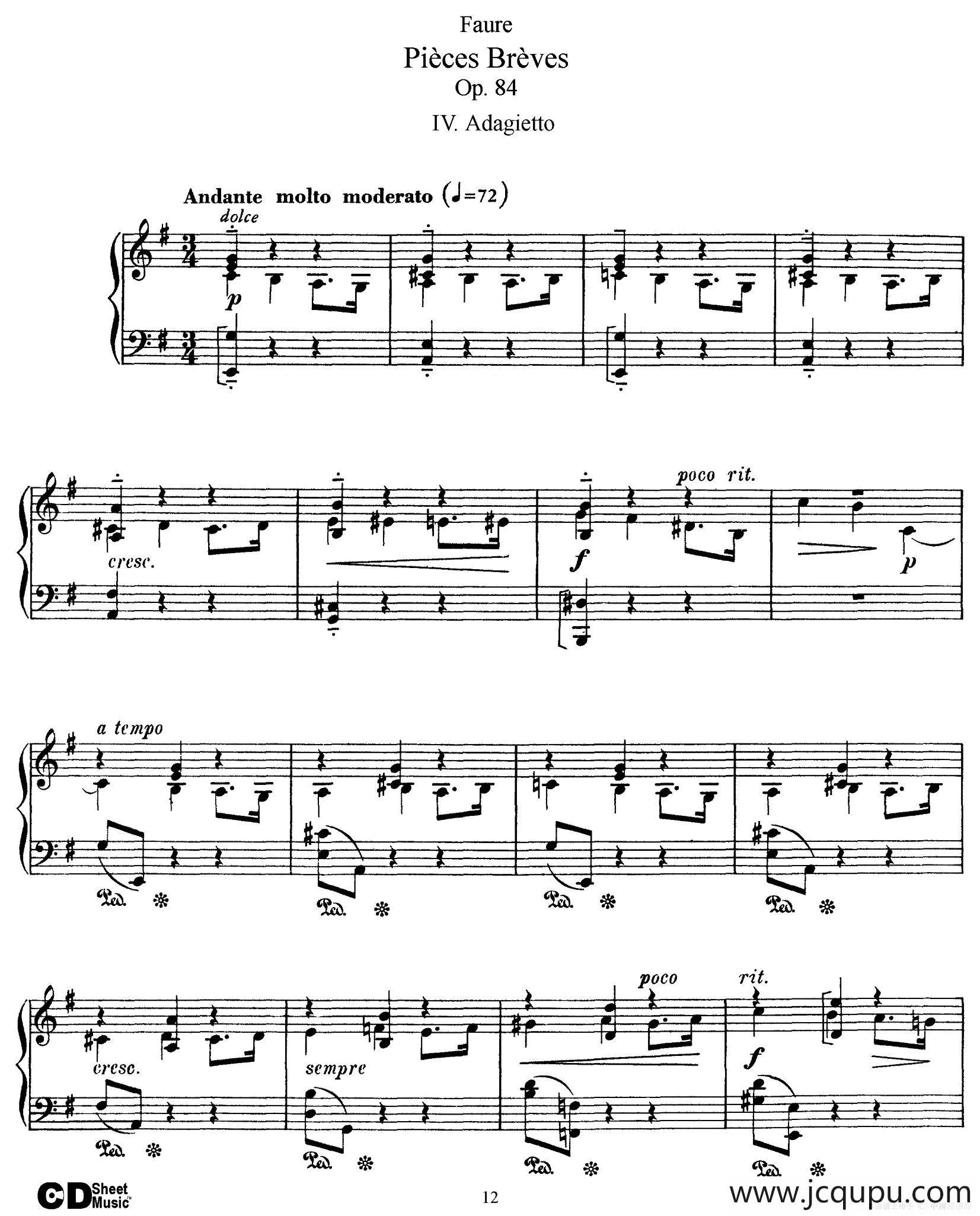Pieces Breves Op.84（Ⅳ）简谱