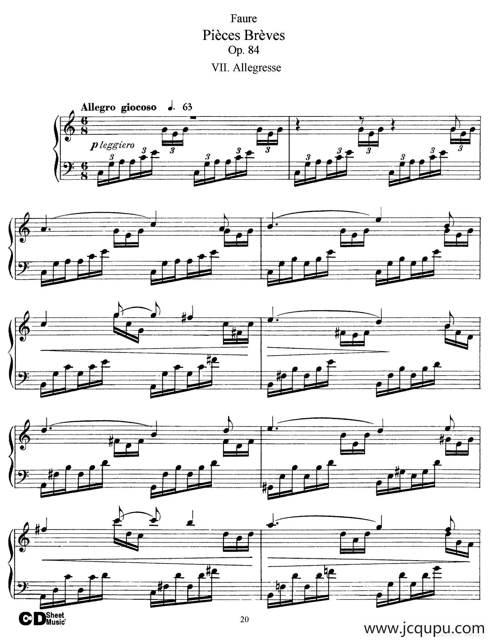 Pieces Breves Op.84（Ⅶ）简谱
