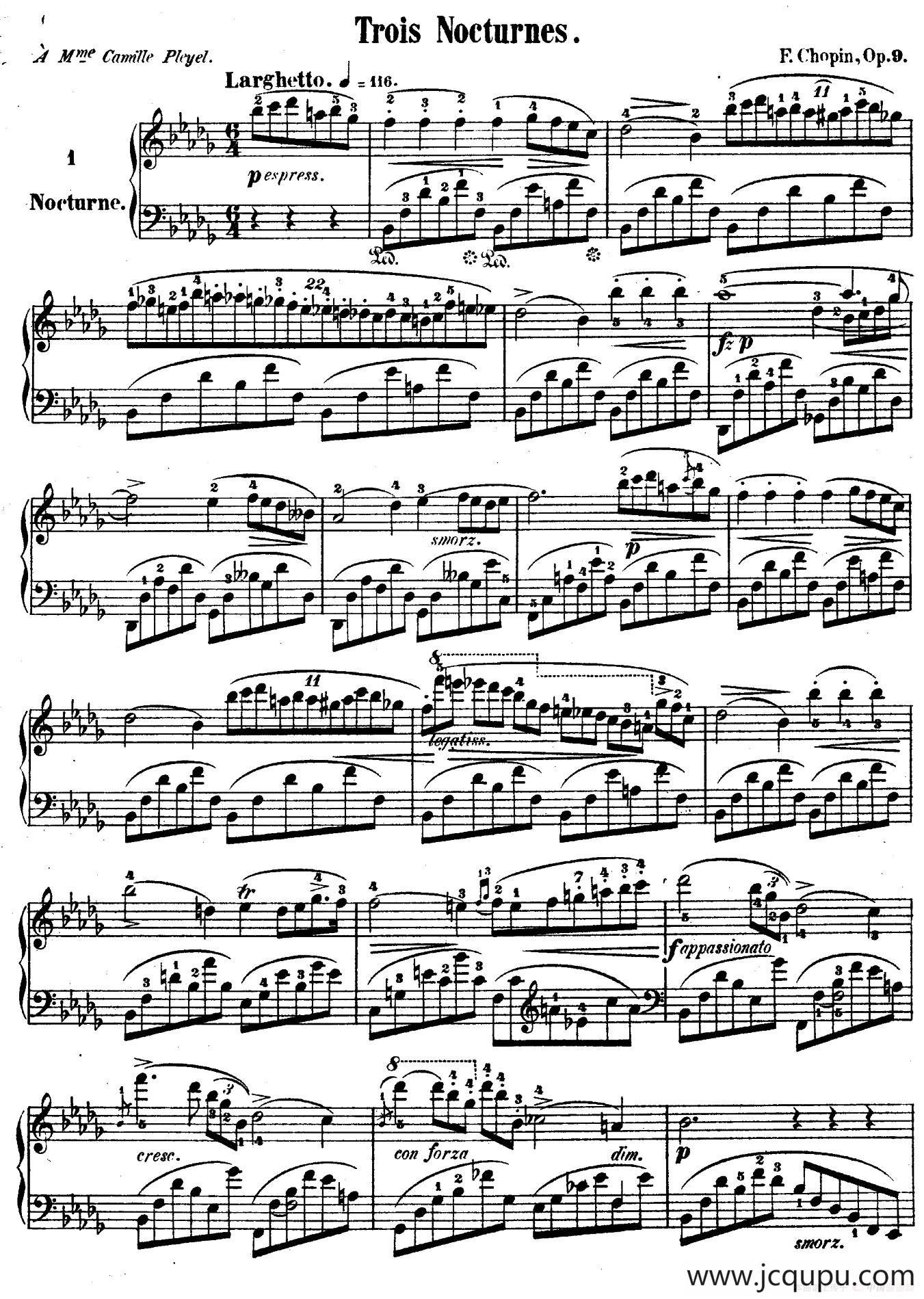 Trois Nocturnes Op.9（Ⅰ）简谱