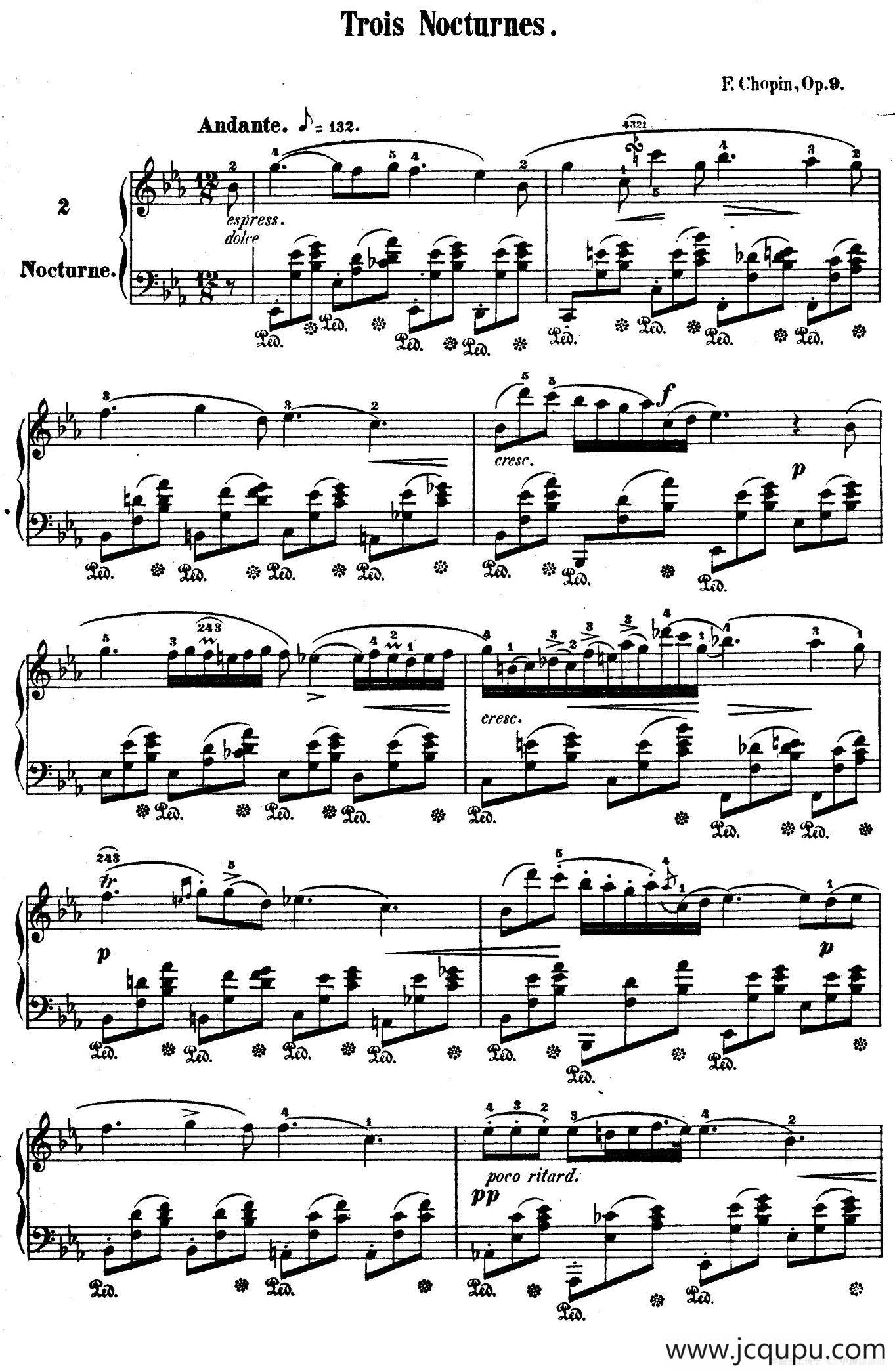 Trois Nocturnes Op.9（Ⅱ）简谱