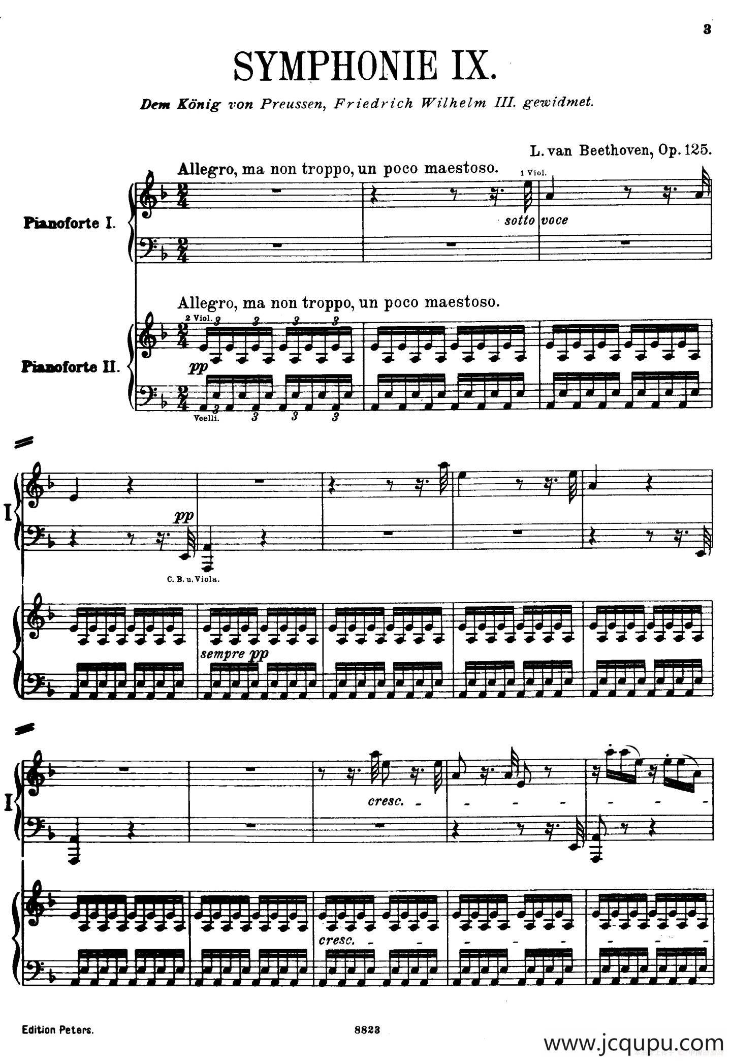 d小调第九交响曲 Op.125（双钢琴P3——12）简谱