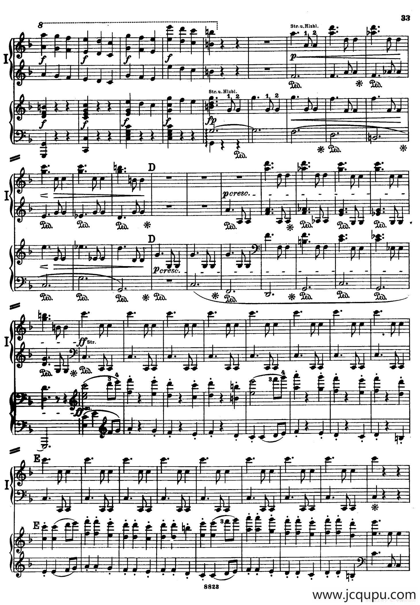 d小调第九交响曲 Op.125（双钢琴P33——42）简谱