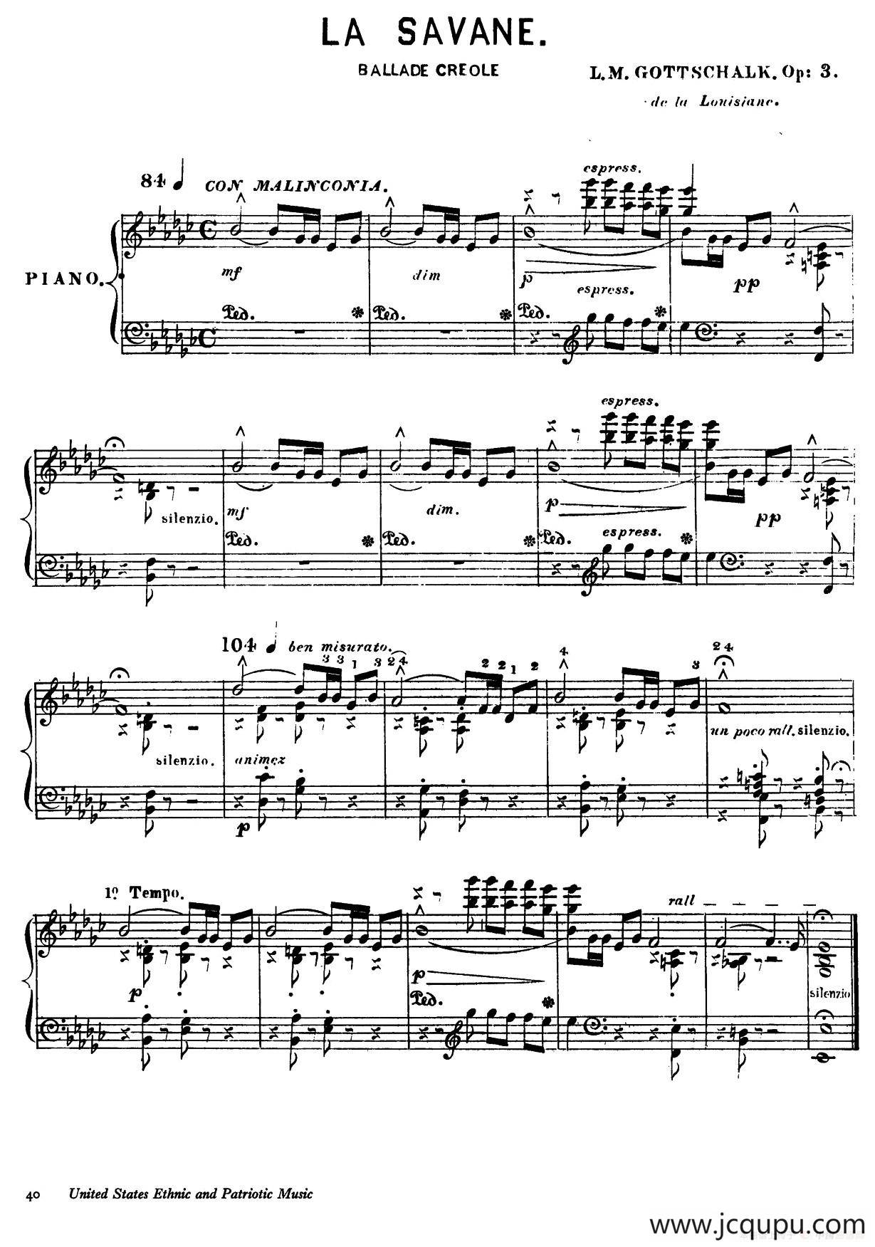 La Savane Op.3（热带草原）简谱