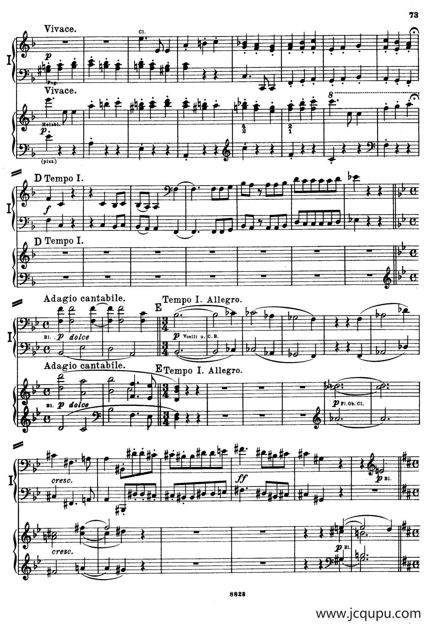 d小调第九交响曲 Op.125（双钢琴P73——82）简谱