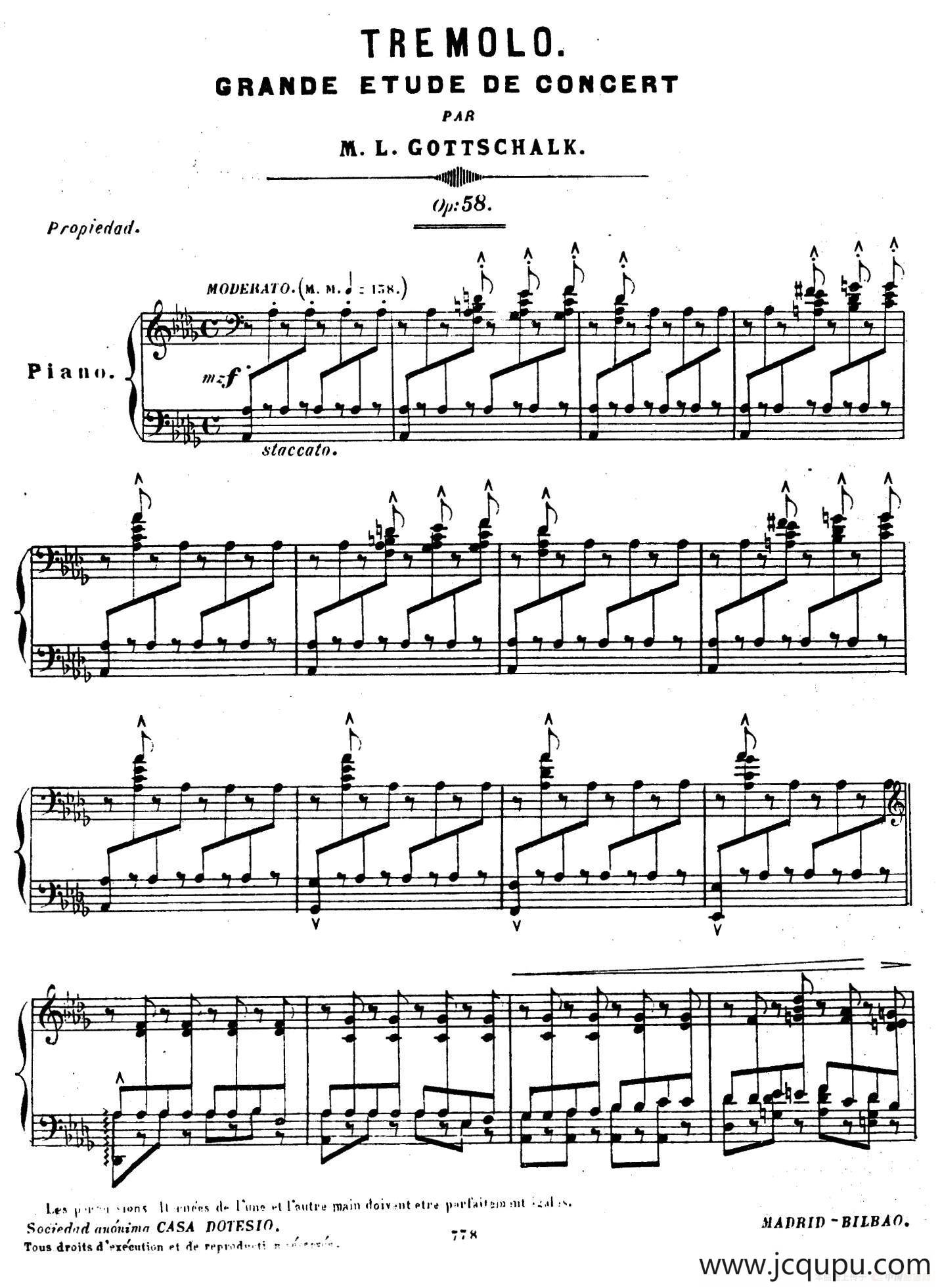 Grande Etude de Concert Tremolo Op.58（音乐会练习曲“震音”）简谱