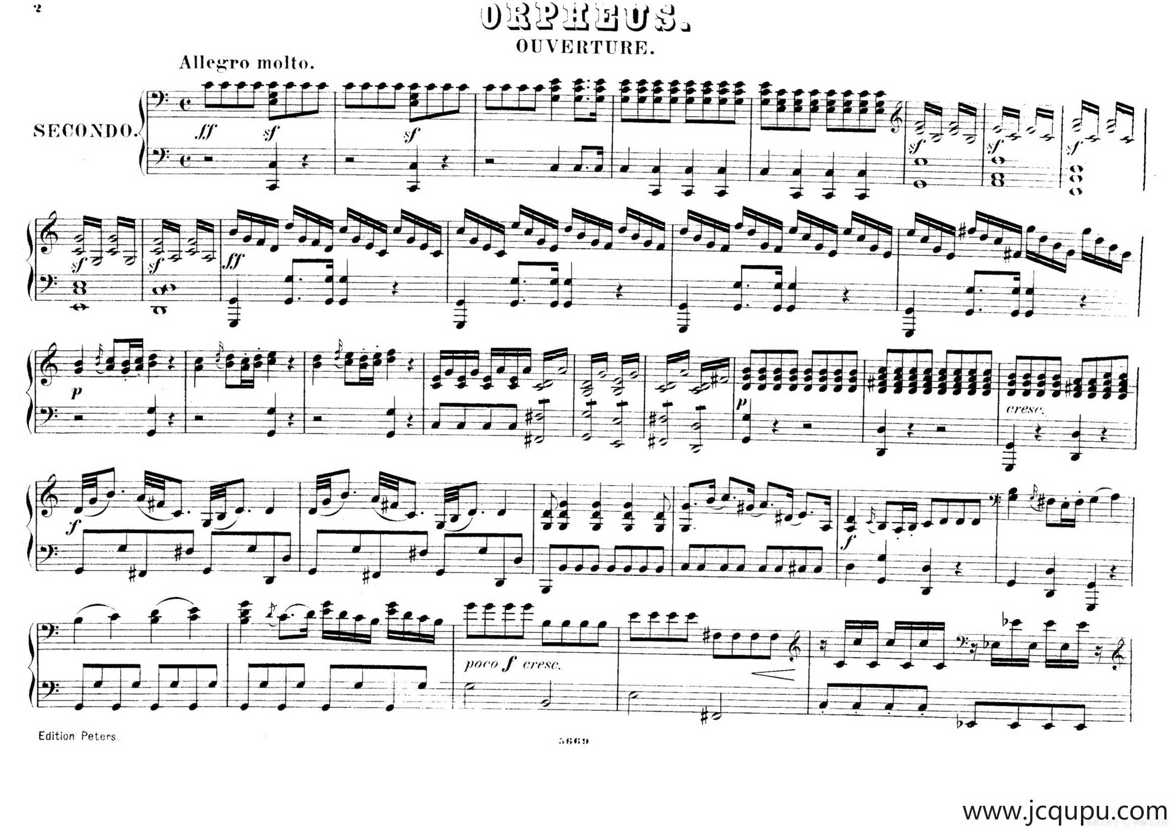 Overture（选自歌剧《奥菲欧与犹丽狄茜》）（四手联弹）简谱