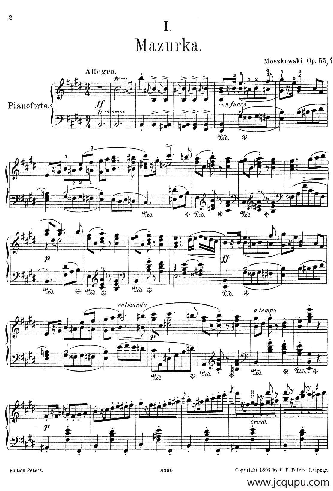 4首波兰民族舞曲 Op.55（Ⅰ）简谱