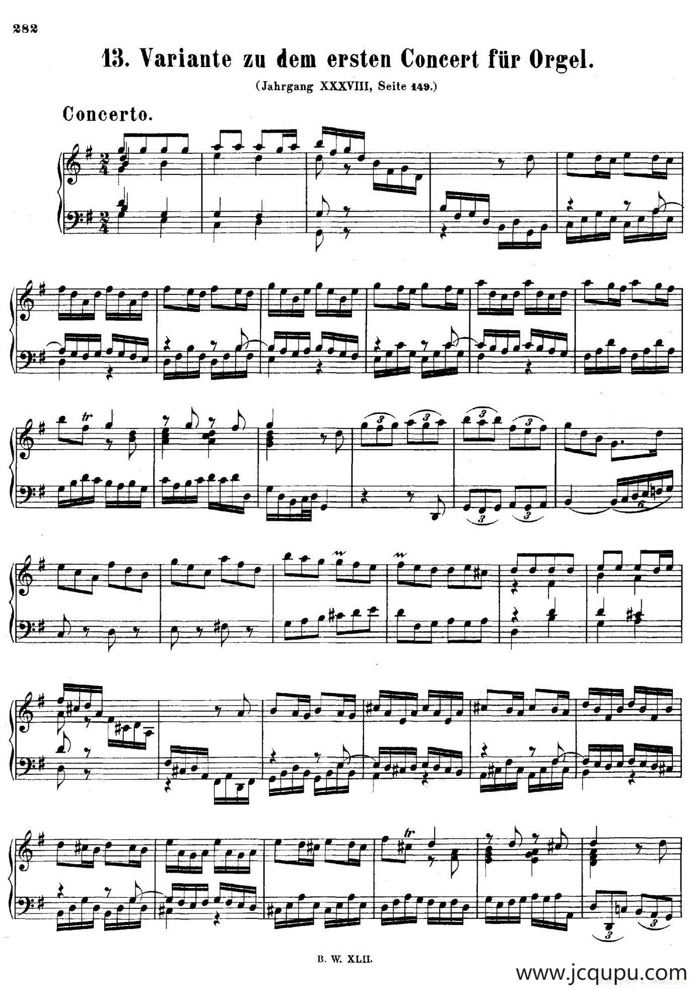 Concerto for Organ in G Major BWV 592（G大调管风琴协奏曲·钢琴独奏版）简谱