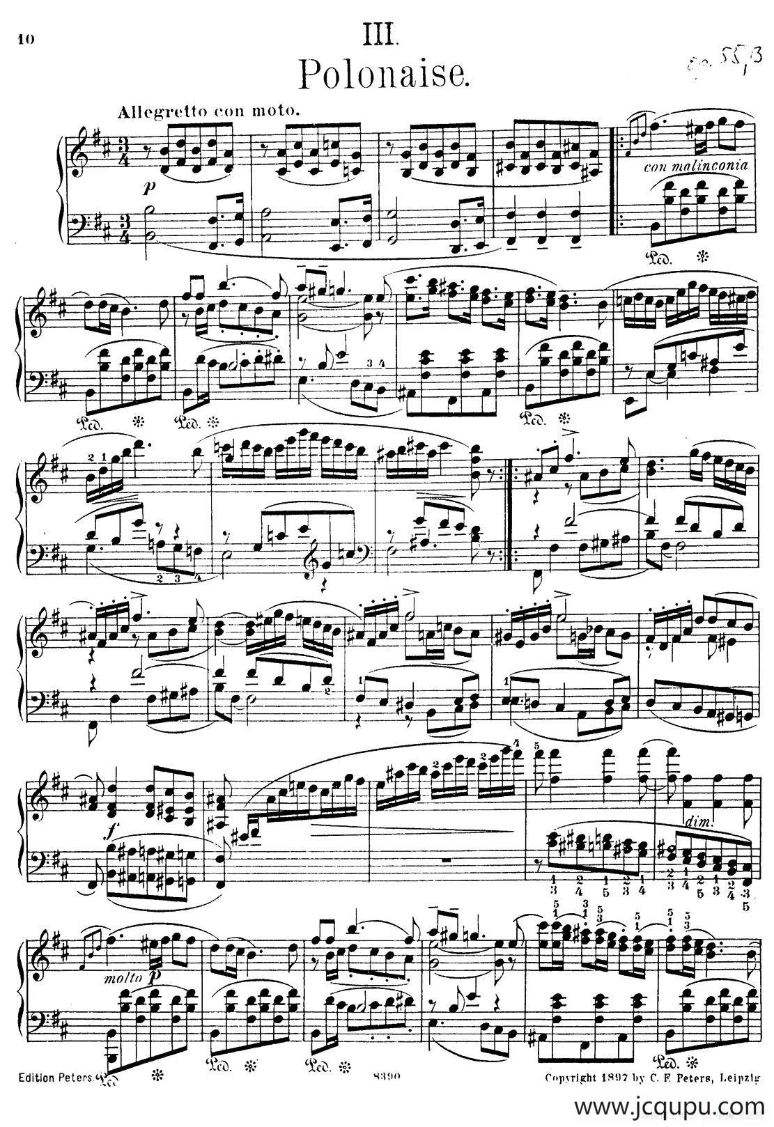 4首波兰民族舞曲 Op.55（Ⅲ）简谱