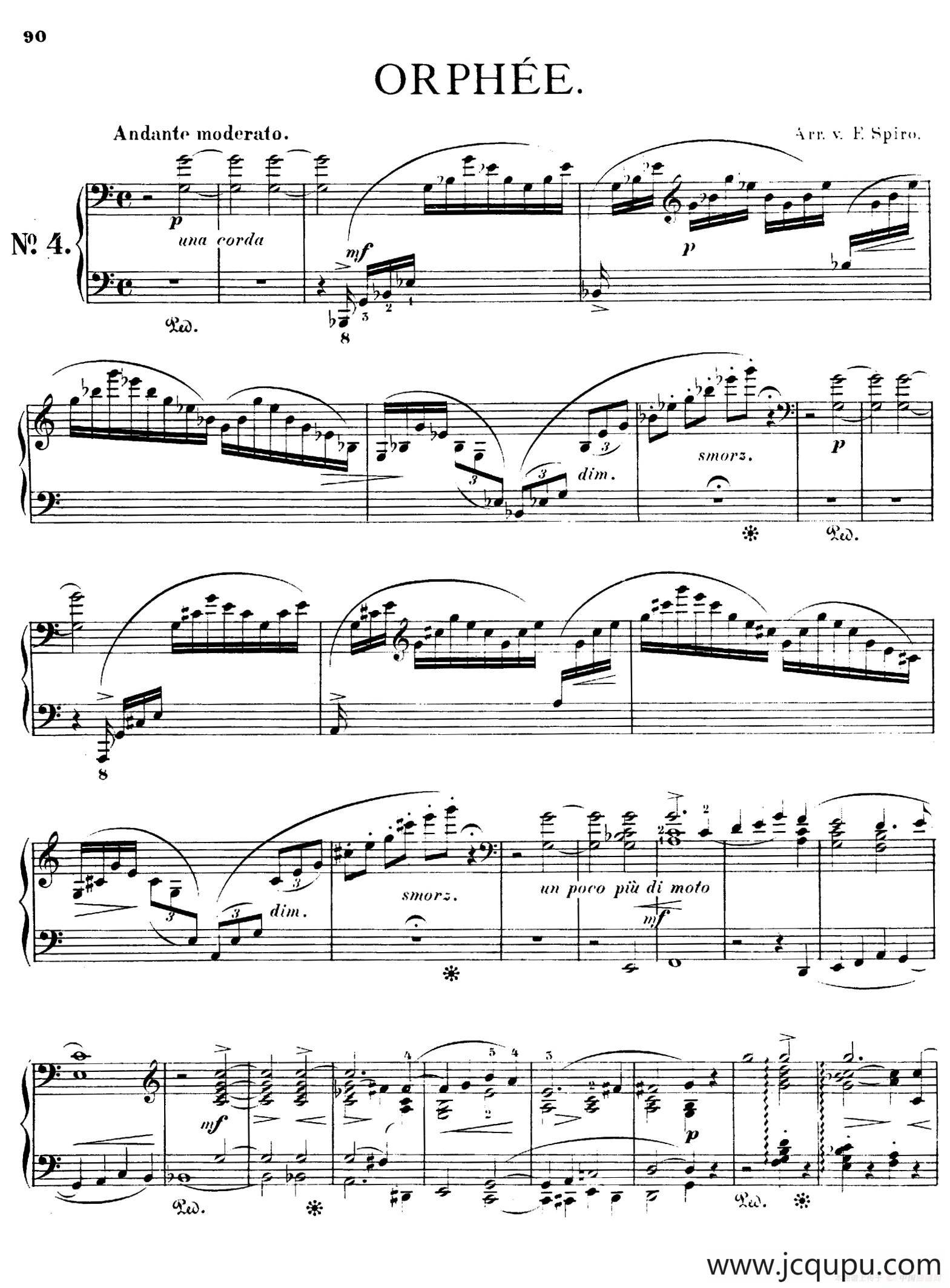 Orpheus S.98（第四交响诗）（钢琴独奏版）简谱