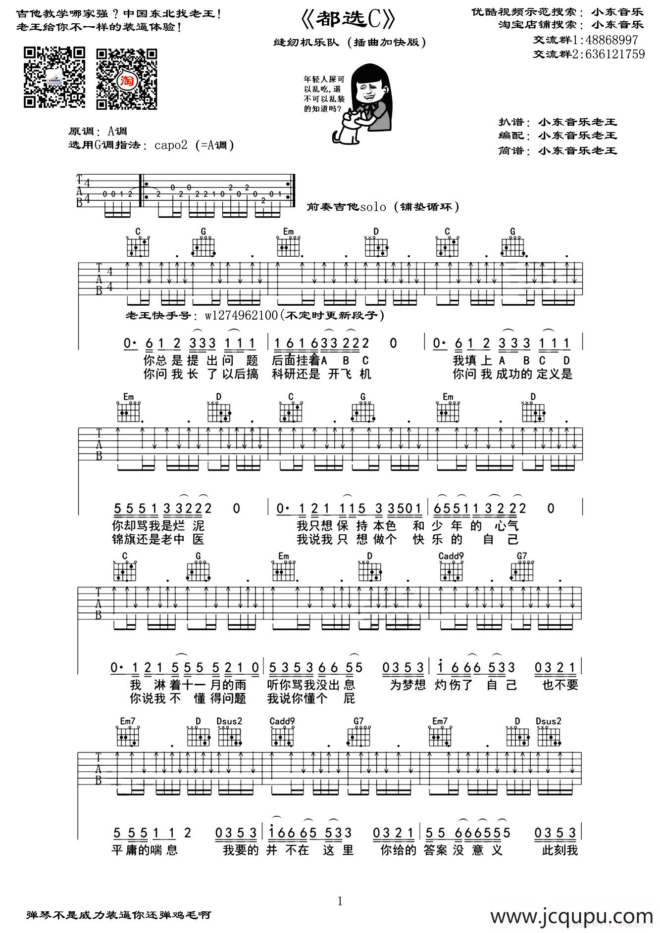 都选C（小东音乐老王编配版）简谱