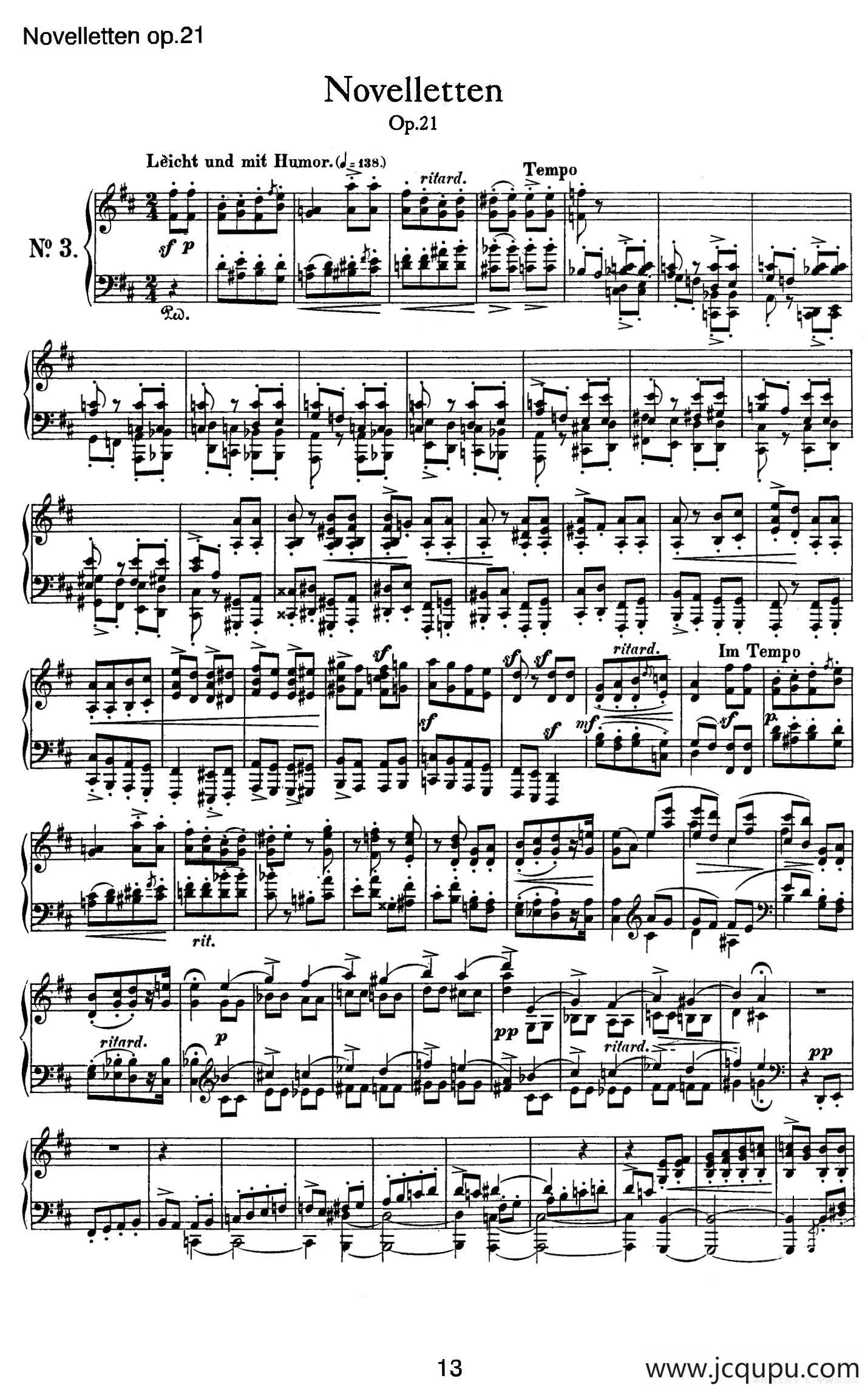Novelletten Op.21（3）简谱