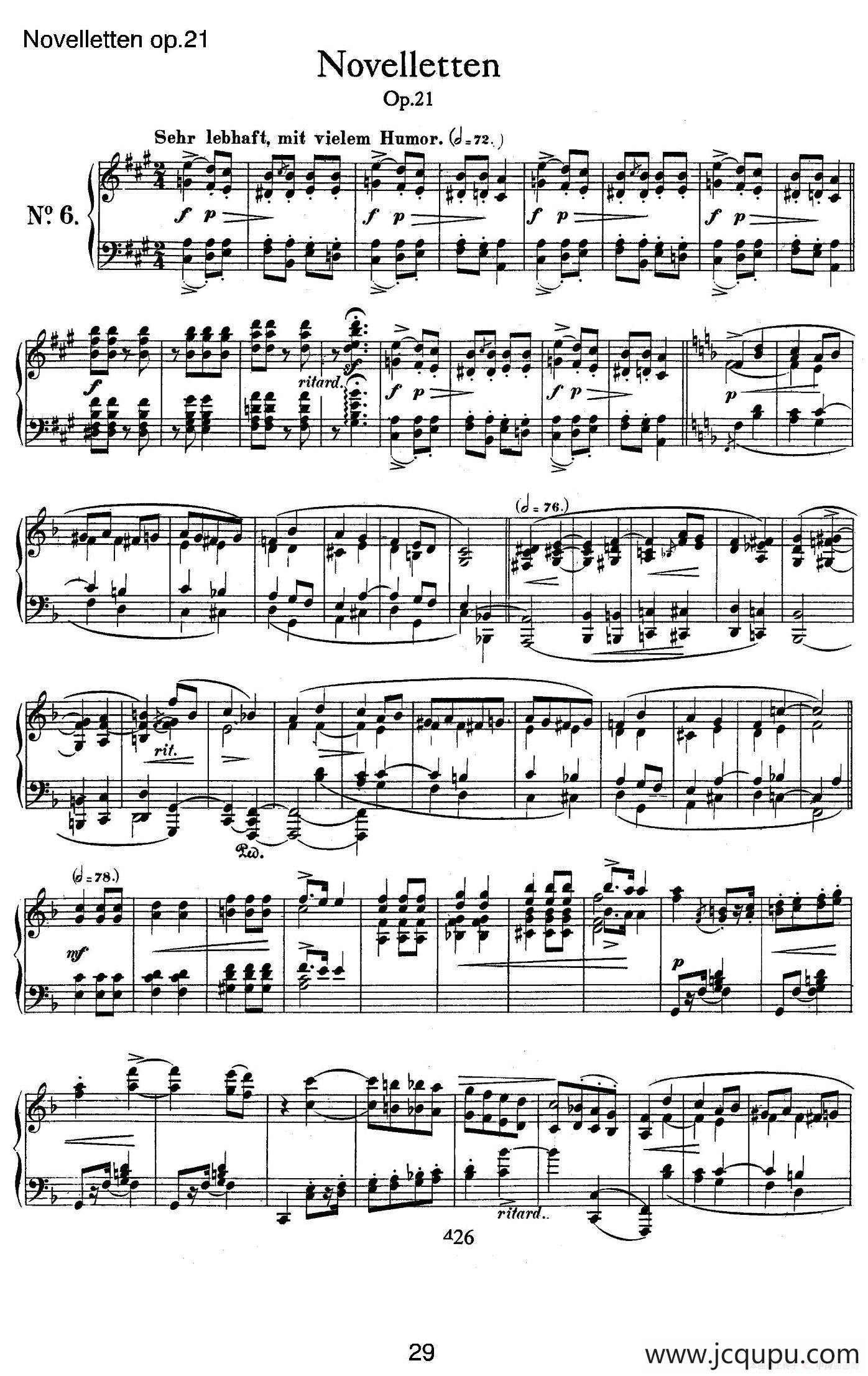 Novelletten Op.21（6）简谱