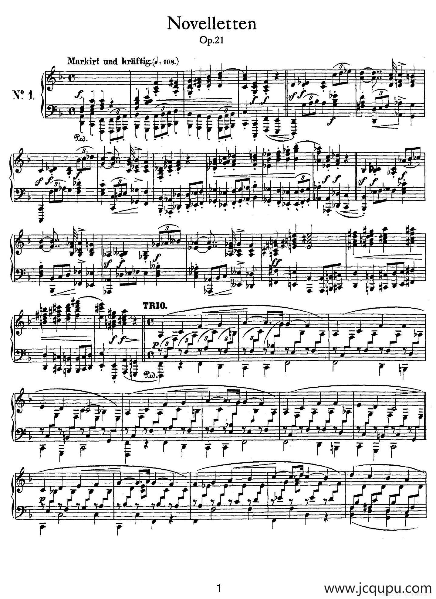 Novelletten Op.21（1）简谱