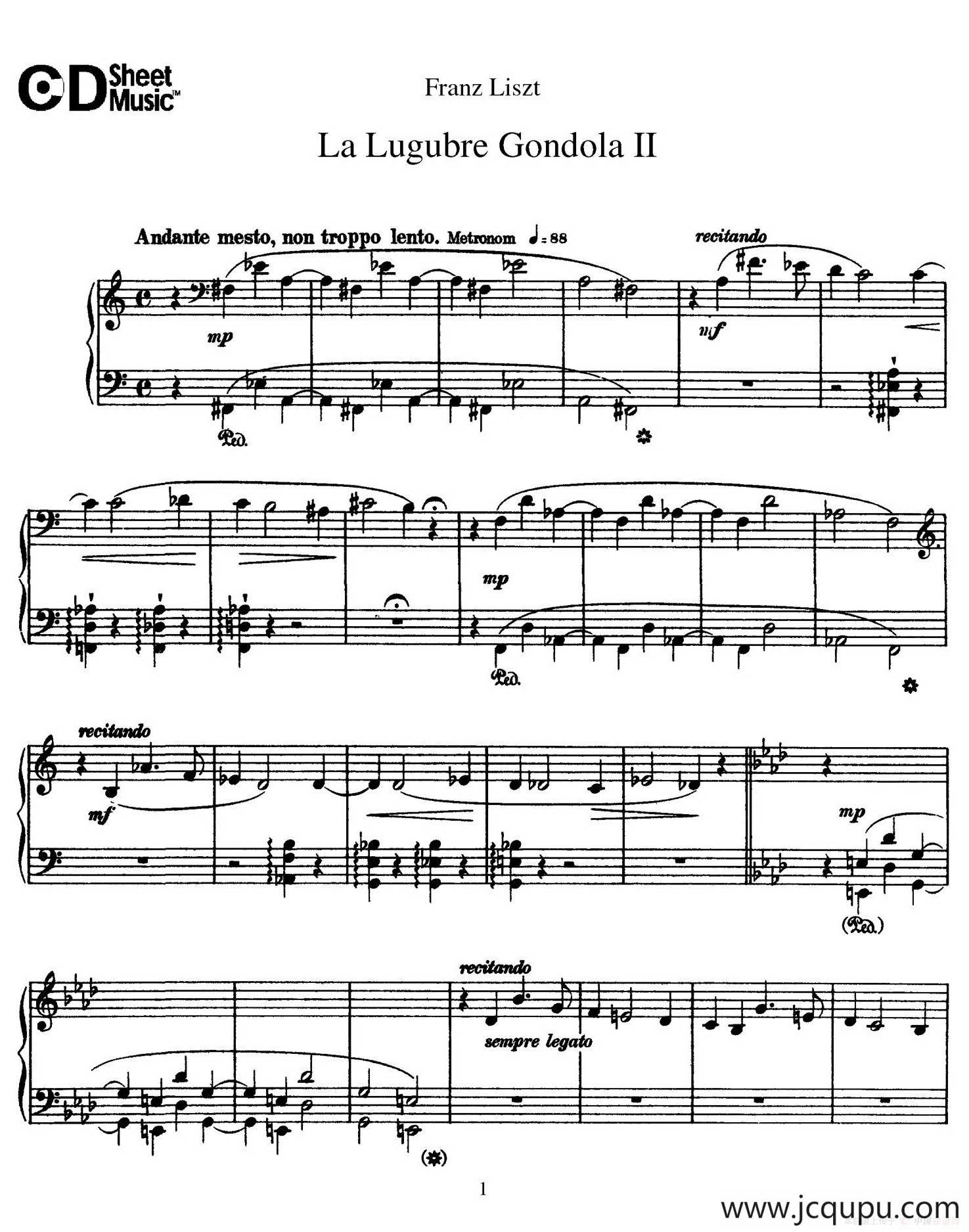 La Lugubre Gondola S.200（Ⅱ）简谱
