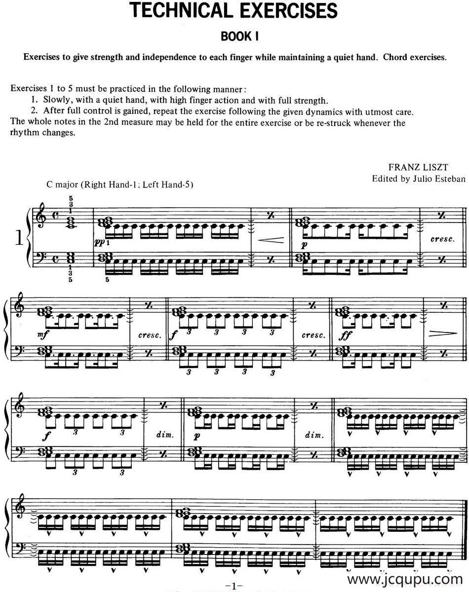 Technical Exercises S.146（李斯特钢琴技巧练习 BOOKⅠ）简谱