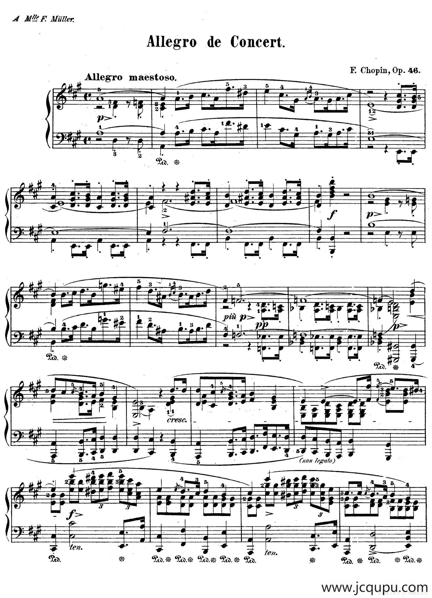 Allegro de Concerto Op.46（A大调音乐会快板）简谱