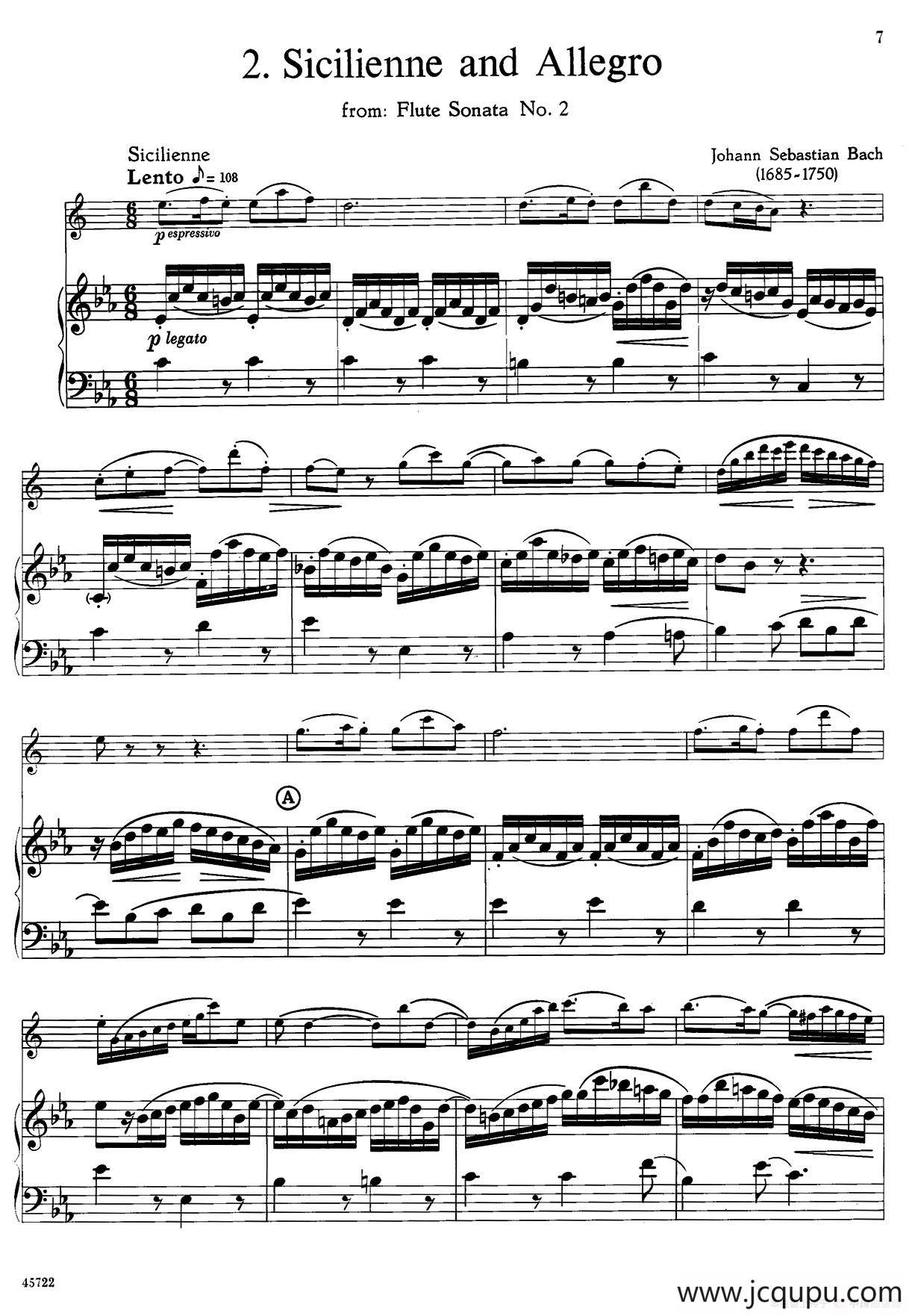 15首古典萨克斯独奏曲：2、Sicilienne and Allegro（中音萨克斯+钢琴伴奏）简谱