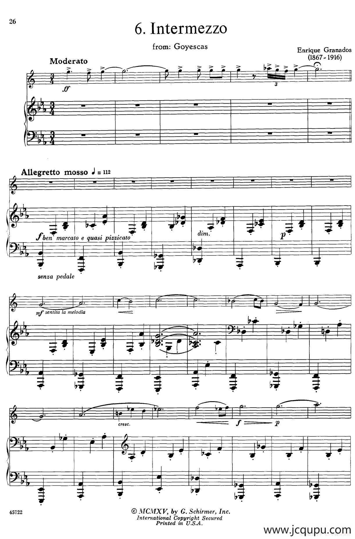 15首古典萨克斯独奏曲：6、Intermezzo（中音萨克斯+钢琴伴奏）简谱