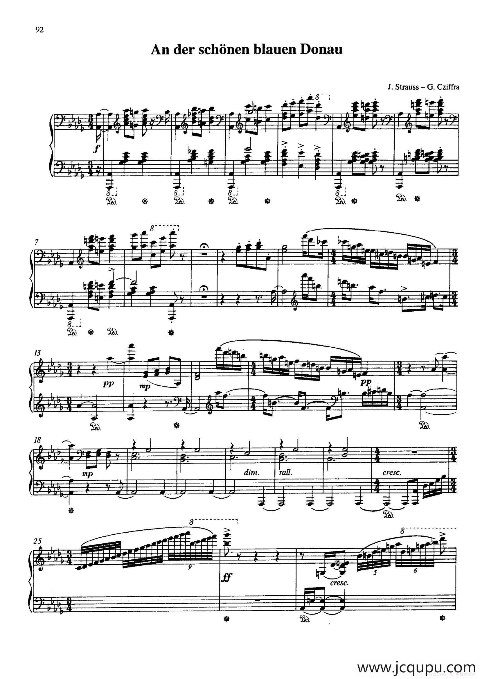 An Der Schonen Blauen Donau Op.314（蓝色多瑙河圆舞曲）简谱