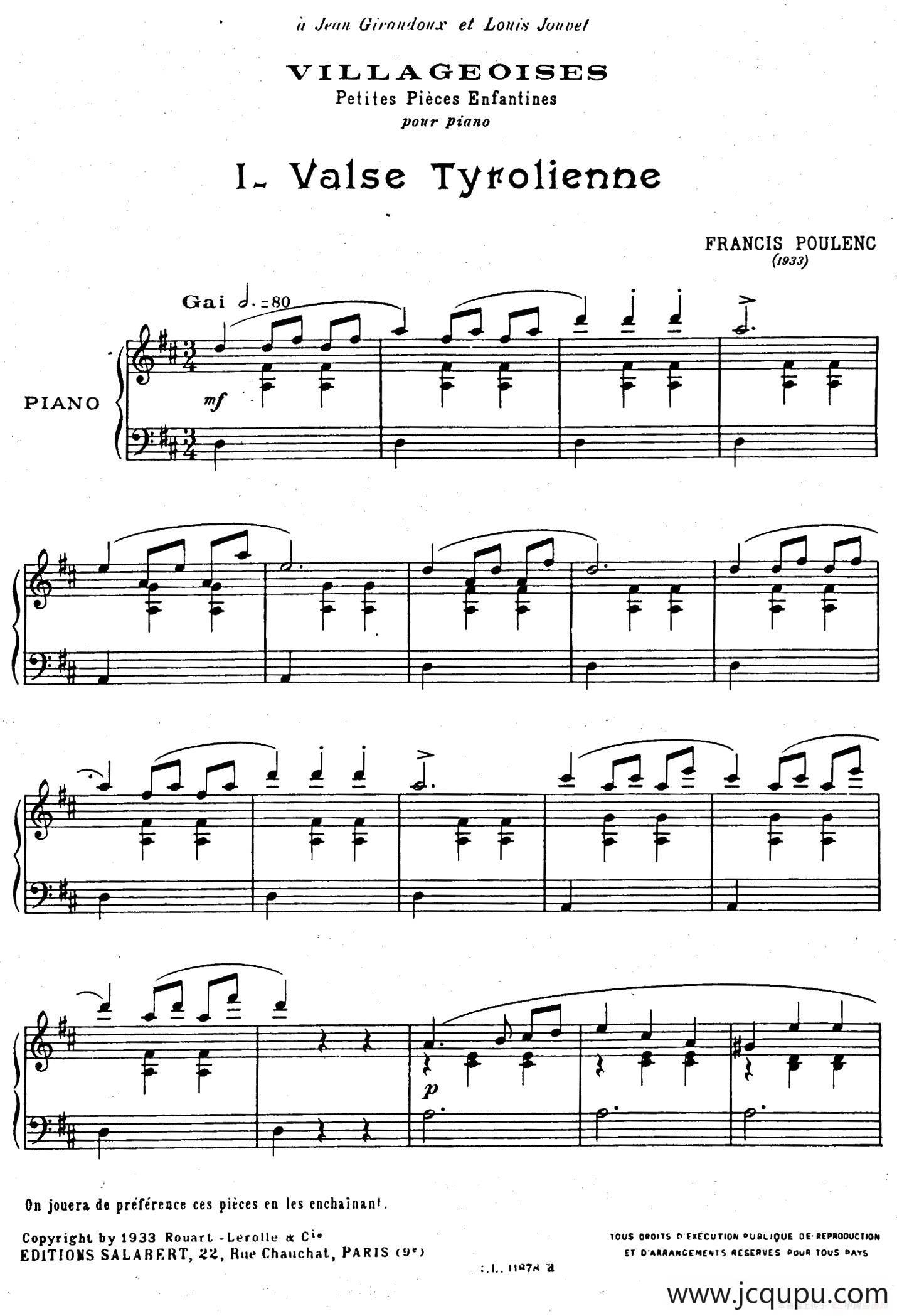 Villageoises（乡村场景）（Ⅰ）简谱