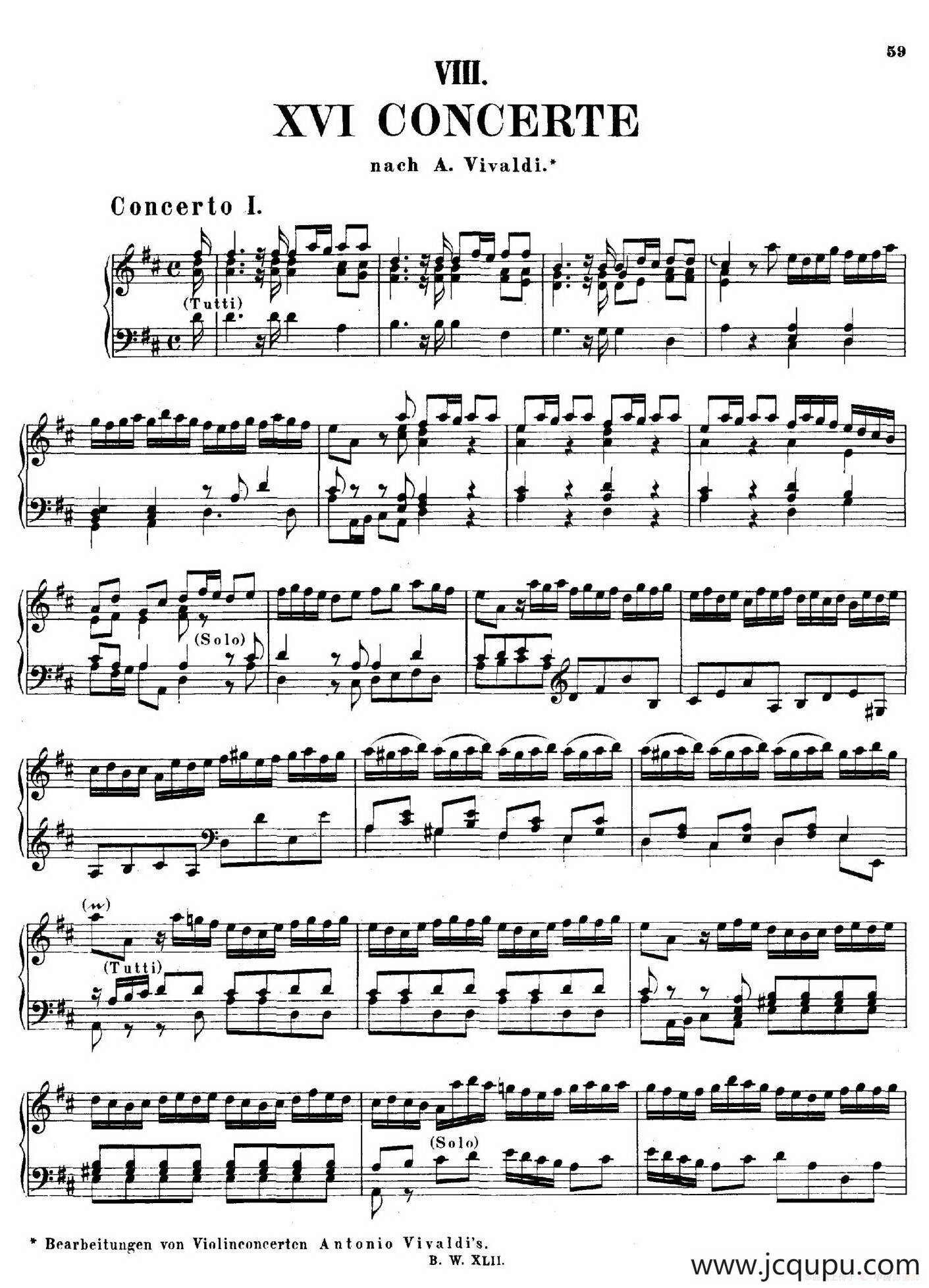 16 Concertos BWV 972-987（十六首为独奏古钢琴而作的协奏曲）（P1——10）简谱