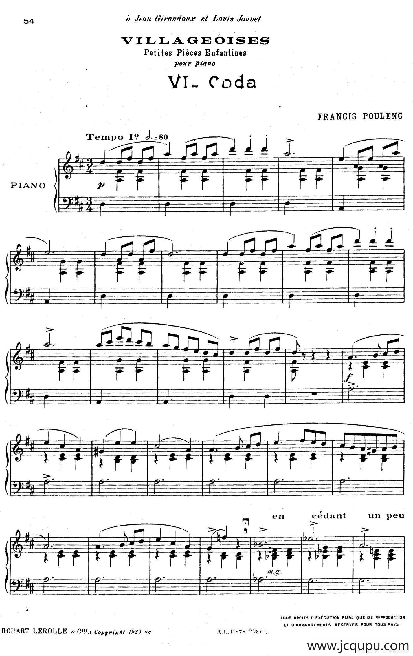 Villageoises（乡村场景）（Ⅵ）简谱