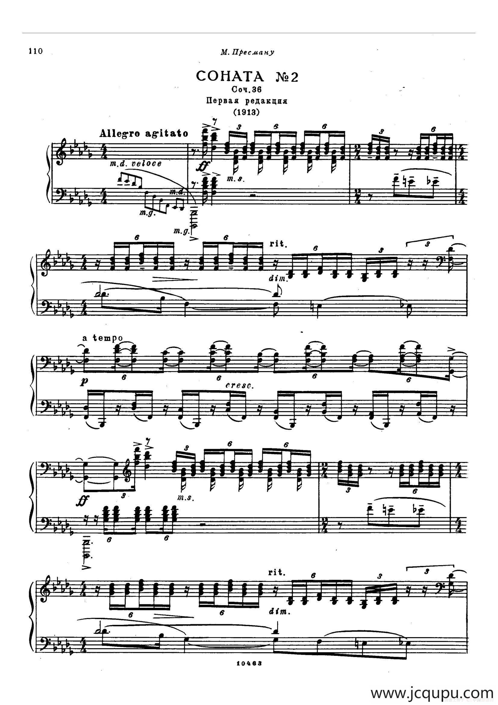 降b小调第二钢琴奏鸣曲（Op.36 No.2）简谱