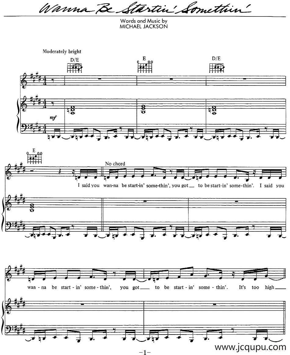 Wanna Be Startin' Somethin'简谱