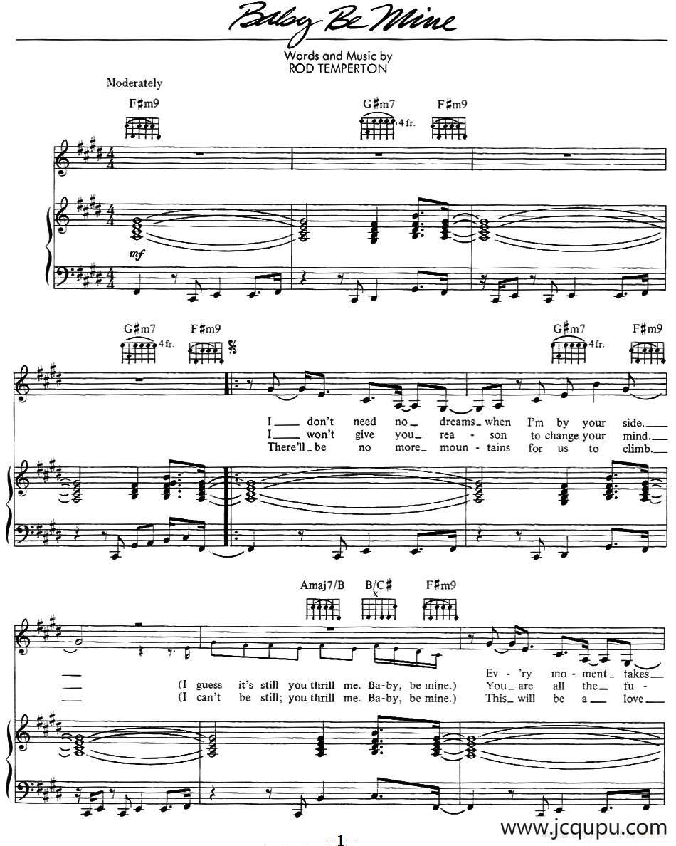 Baby Be Mine简谱