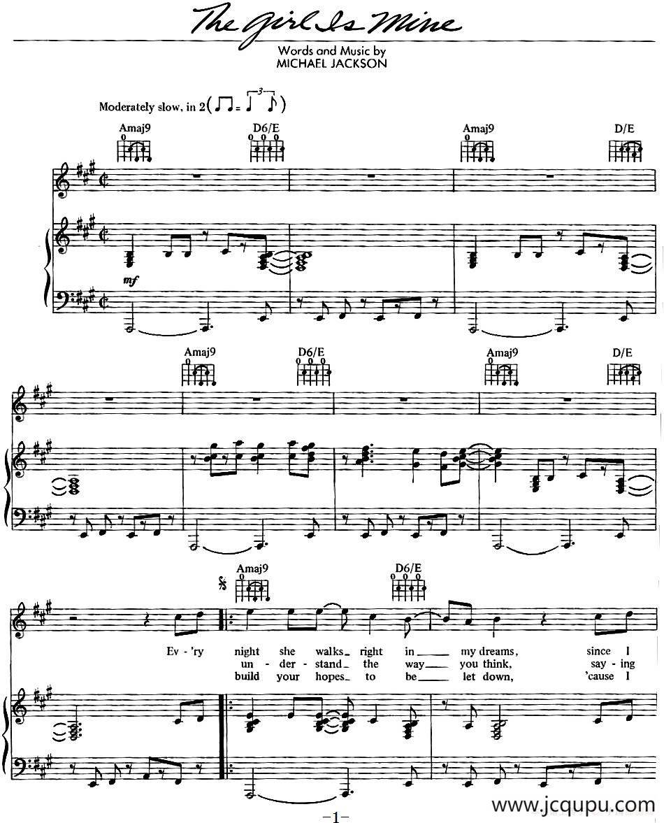 The Girl Is Mine简谱