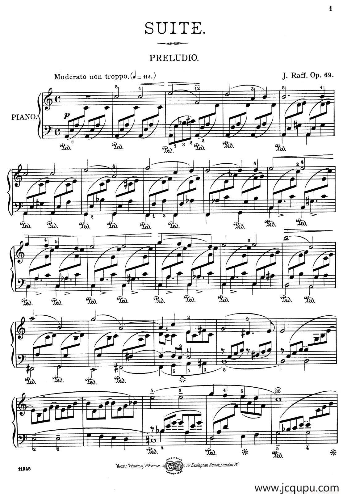 a小调第一组曲 Op.69 （1、PRELUDIO）简谱